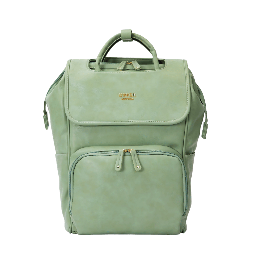 UPPER Leather Diaper Bag Backpack Green - Main Image