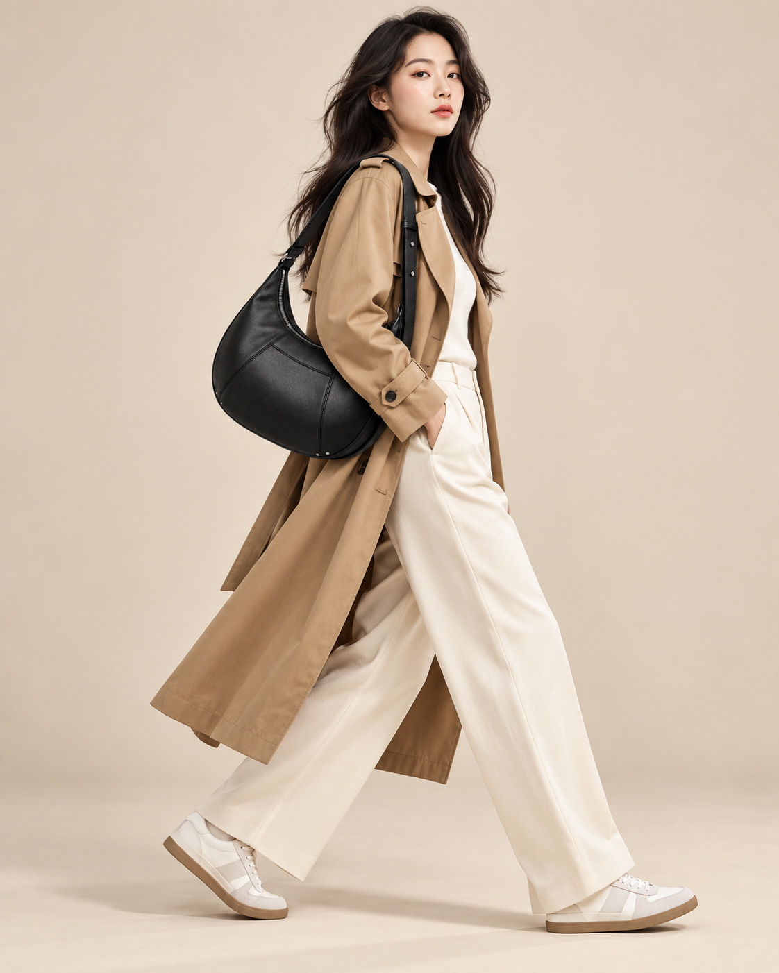 Rivage crossbody worn on the shoulder by a mom walking out