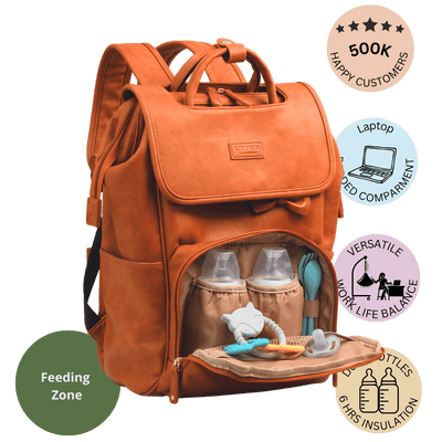 baby changing backpack leather UPPER Leather Diaper Bag Backpack
