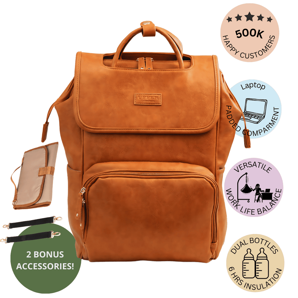 La Madison™ - Elegant Vegan Leather Diaper Bag Backpack