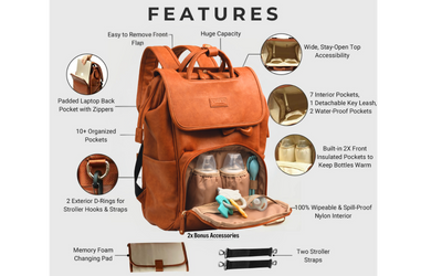 Best Trending Diaper Bag Backpack Baby Mom Gift Leather Travel Large Stylish Modern Nappy Waterproof Stroller Hospital Changing Bag