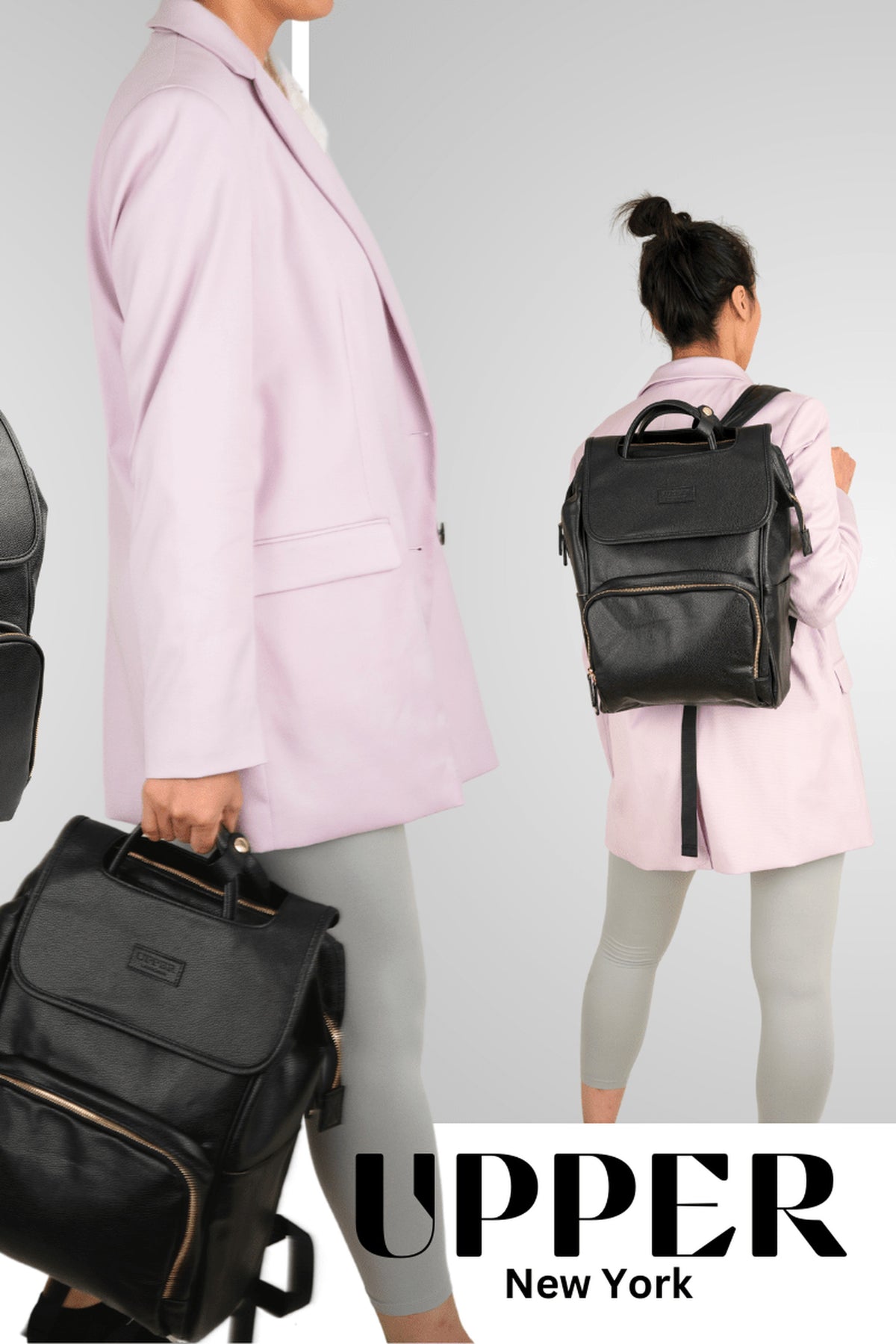 DayFlow 23 in black carried by the top handle with a blazer