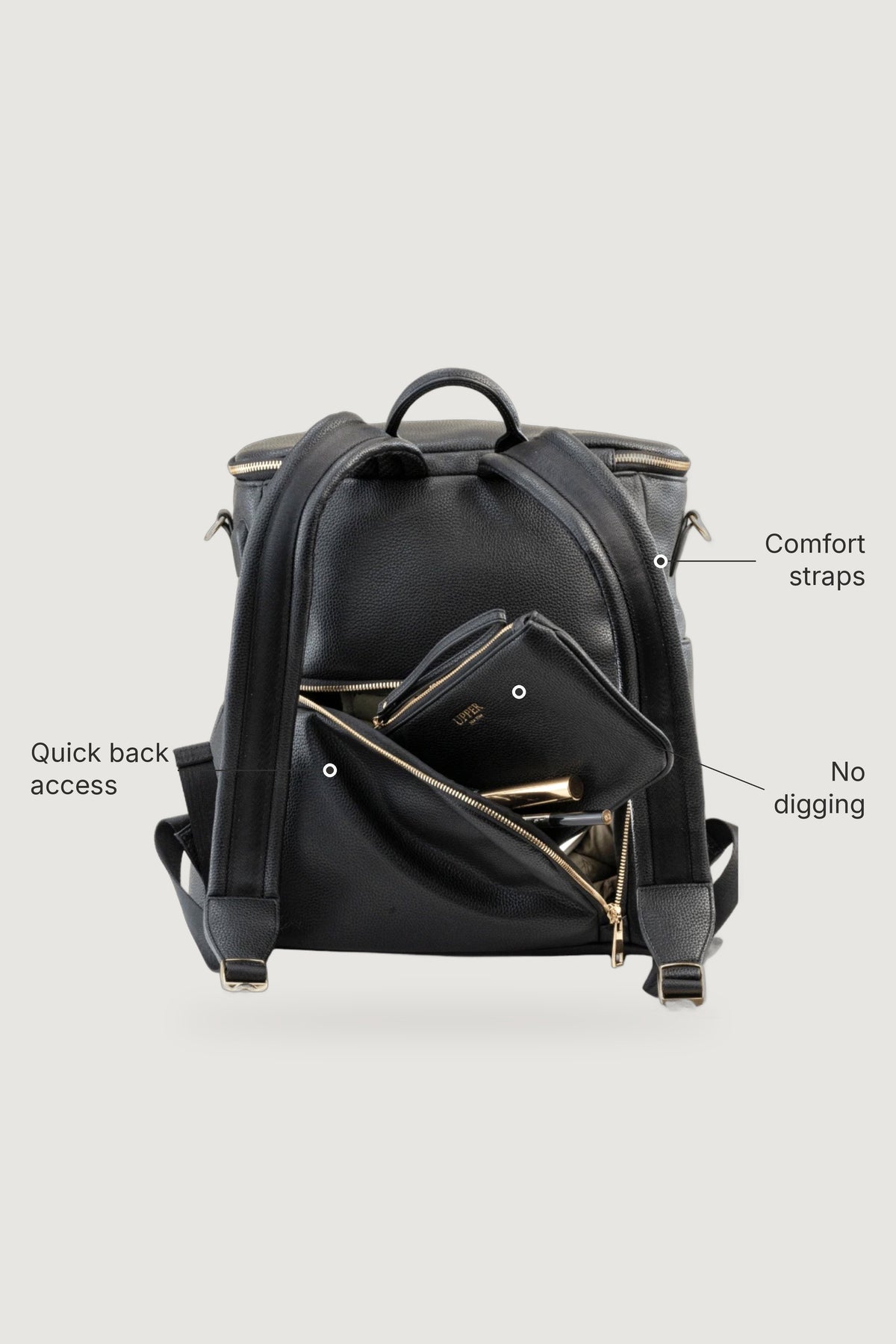 Harvey everyday backpack for parents, back view showing the hidden back pocket