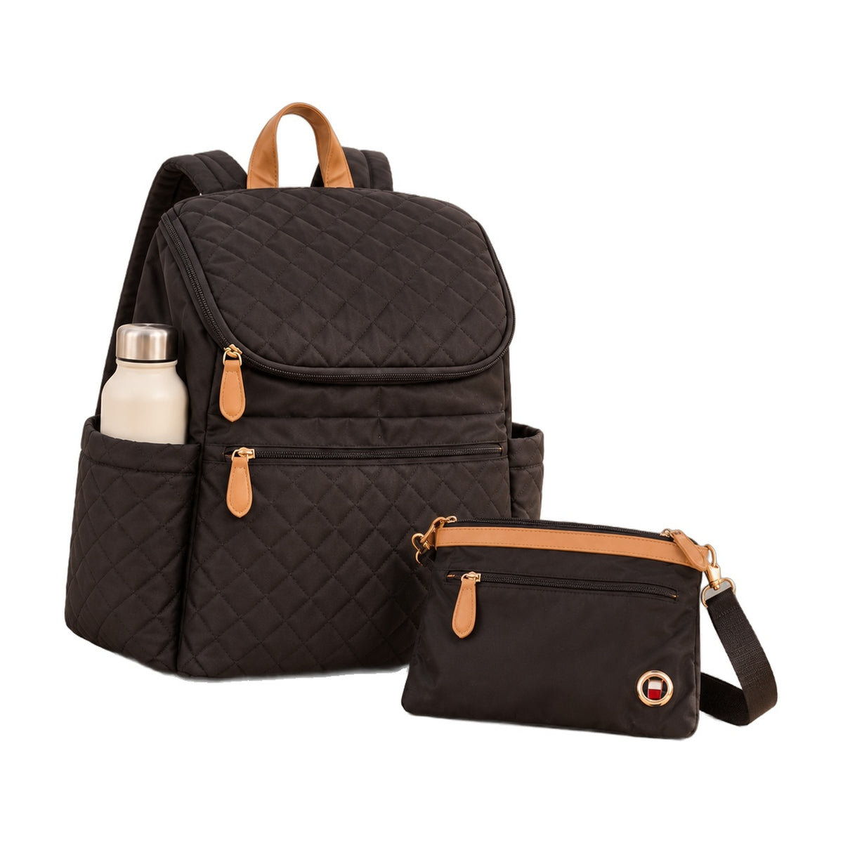 Maison Air backpack in black with slim crossbody pouch