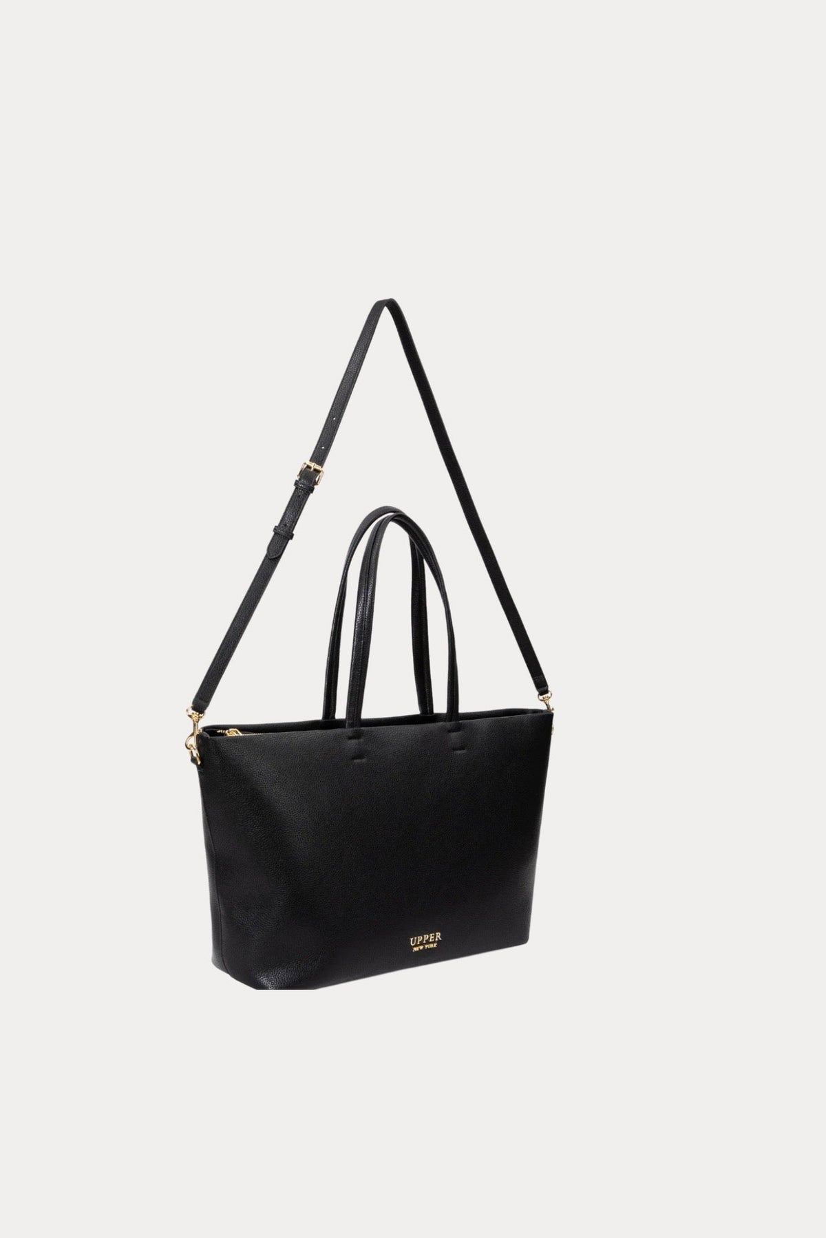 Carry-On Tote in Onyx Black with detachable crossbody strap attached