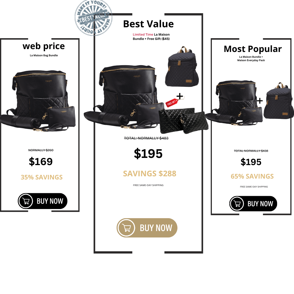 UPPER 549 - Luggage & Bags > Diaper Bags Best Value Ultimate Bundle (La Maison Bundle + Maison Toddler pack + 2 Clip-on Pouches)