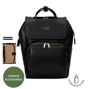 UPPER 549 - Luggage & Bags > Diaper Bags Black La Madison™ - Elegant Vegan Leather Diaper Bag Backpack (Classic)