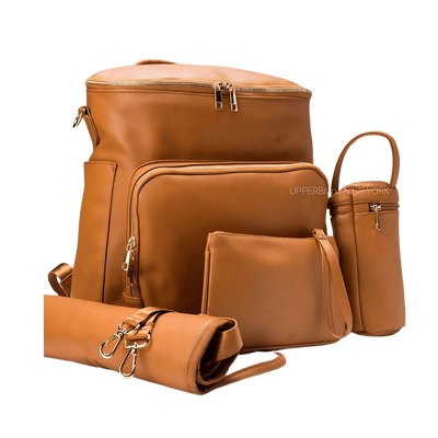 diaper bag leather backpack Ebony Classic City II Made with premium vegan leather and luxe hardware Signature Diaper Bag Ebony Black
