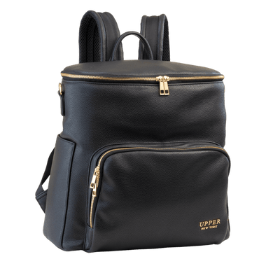 black leather baby backpack Harvey The pump-first parent everyday bag