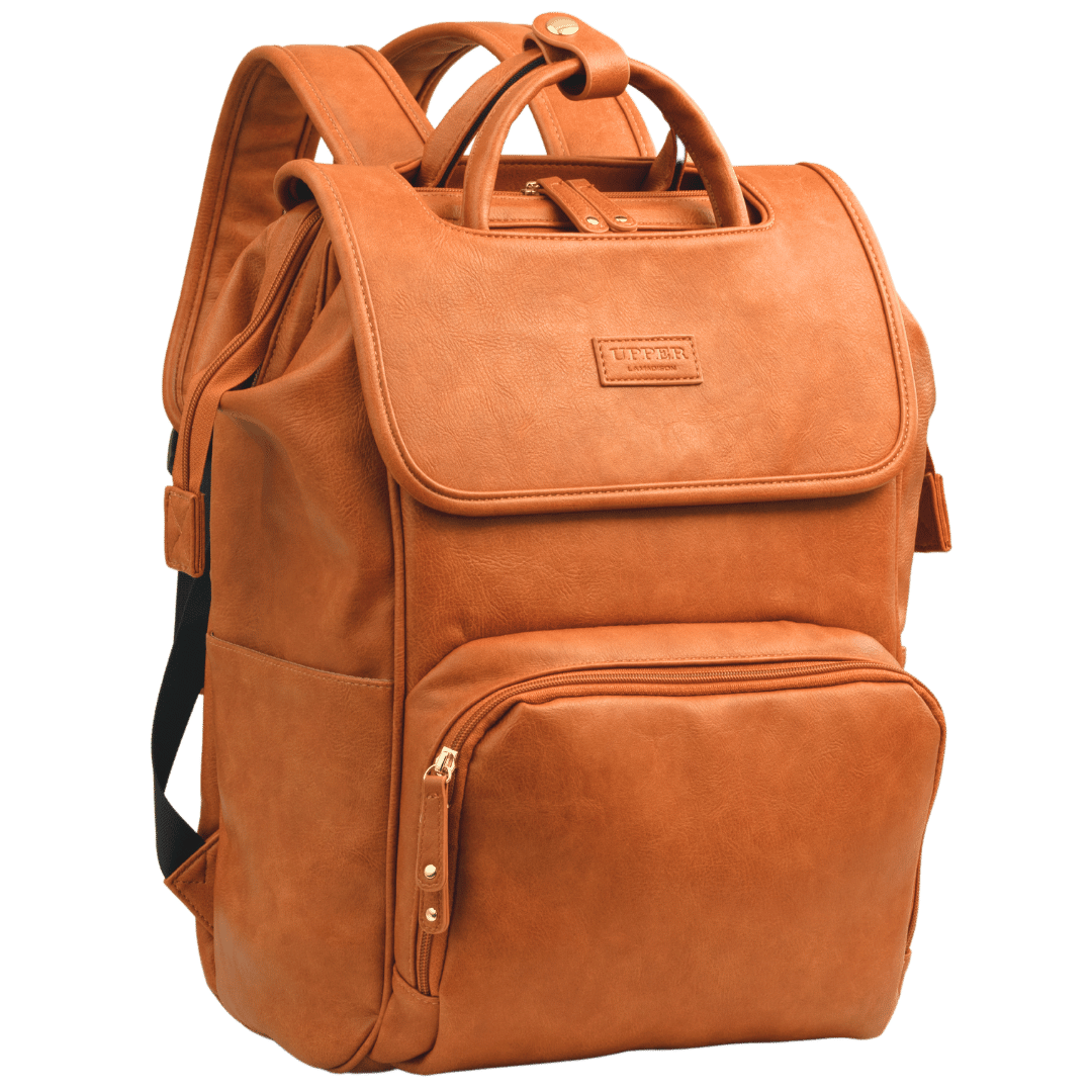 UPPER 549 - Luggage & Bags > Diaper Bags la-brown La Madison™ - Elegant Vegan Leather Diaper Bag Backpack