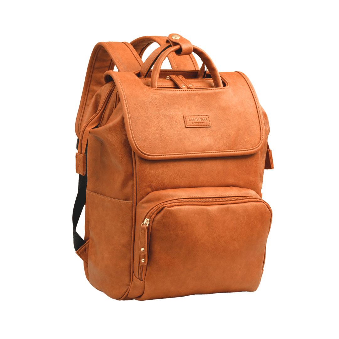 UPPER 549 - Luggage & Bags > Diaper Bags la-brown La Madison™ - Elegant Vegan Leather Diaper Bag Backpack