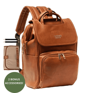 UPPER 549 - Luggage & Bags > Diaper Bags la-brown La Madison™ - Elegant Vegan Leather Diaper Bag Backpack (Classic)