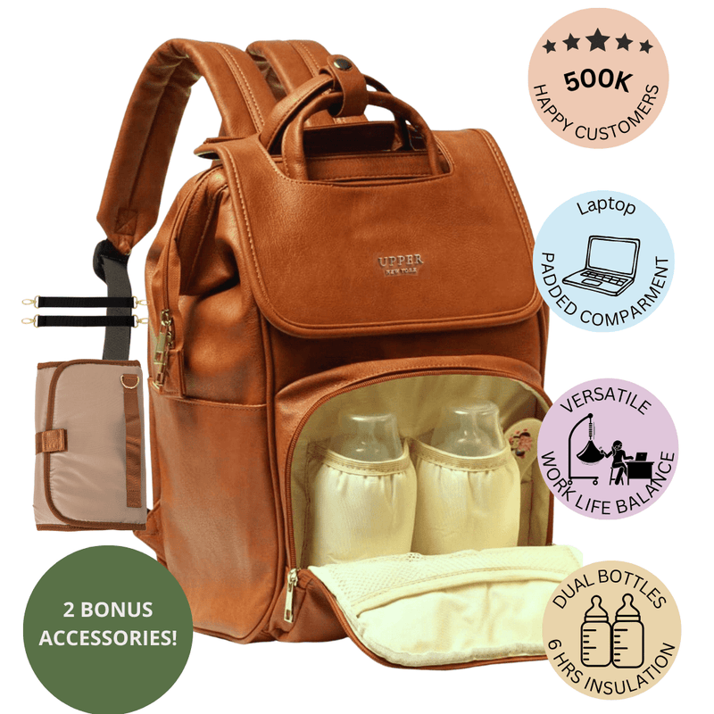 La Madison - Elegant Vegan Leather Diaper Bag Backpack