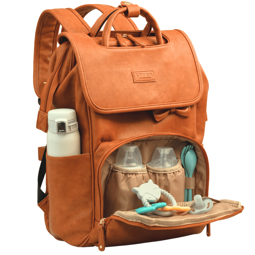 UPPER 549 - Luggage & Bags > Diaper Bags la-brown La Madison™ - Elegant Vegan Leather Diaper Bag Backpack