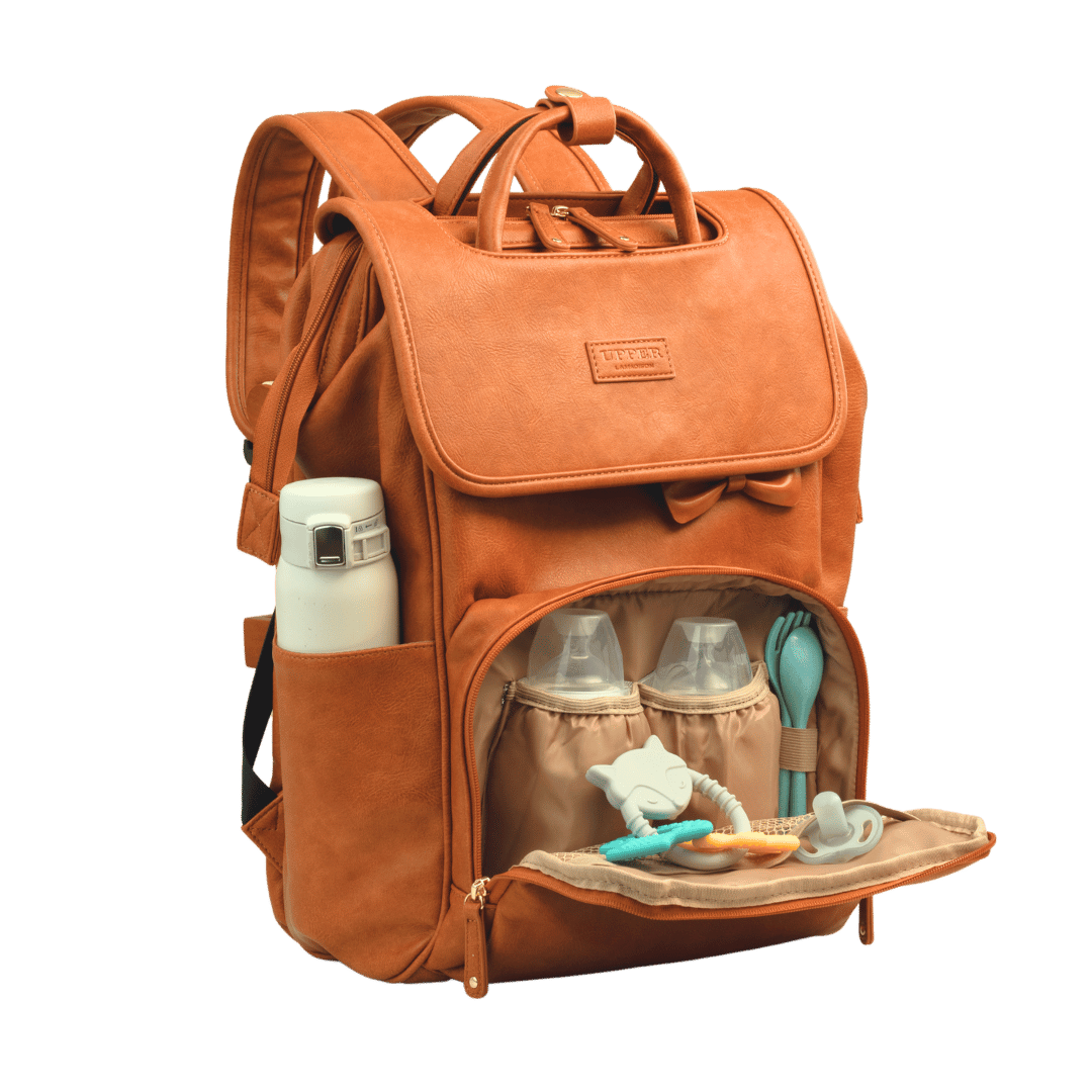 UPPER 549 - Luggage & Bags > Diaper Bags la-brown La Madison™ - Elegant Vegan Leather Diaper Bag Backpack