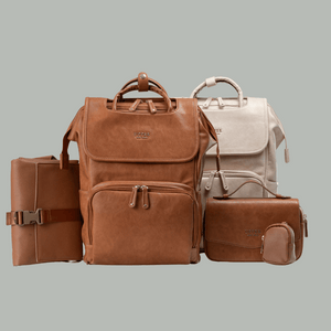 UPPER 549 - Luggage & Bags > Diaper Bags light beige / Best Value La Madison - Elegant Vegan Leather Diaper Bag Backpack ( Limited Edition )