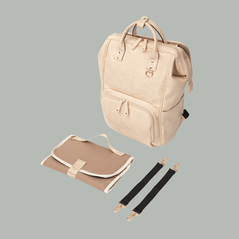 UPPER 549 - Luggage & Bags > Diaper Bags light beige / Best Value La Madison - Elegant Vegan Leather Diaper Bag Backpack ( Limited Edition )