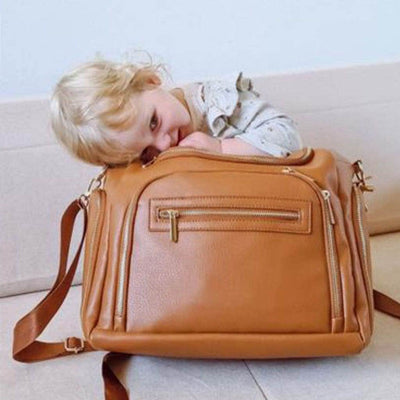 Amazon.com: Minsong Diaper Bag Backpack,Fashion Leather Mommy  Backpacks,Travel Toddler Baby Diaper Bags with in Bag Organizer and  Changing Pad (Brown) : Baby