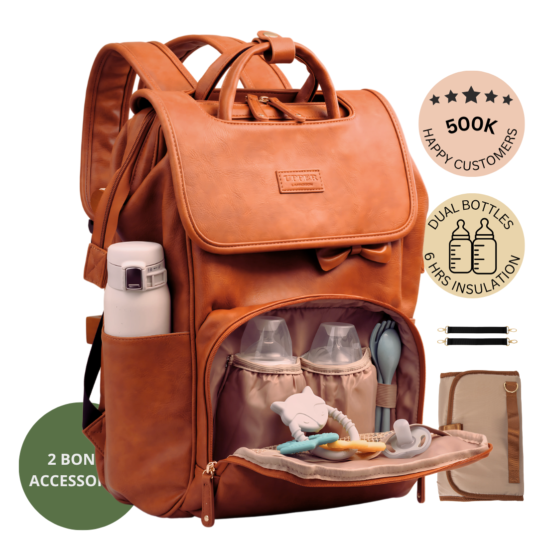 La Madison™ - Elegant Vegan Leather Diaper Bag Backpack