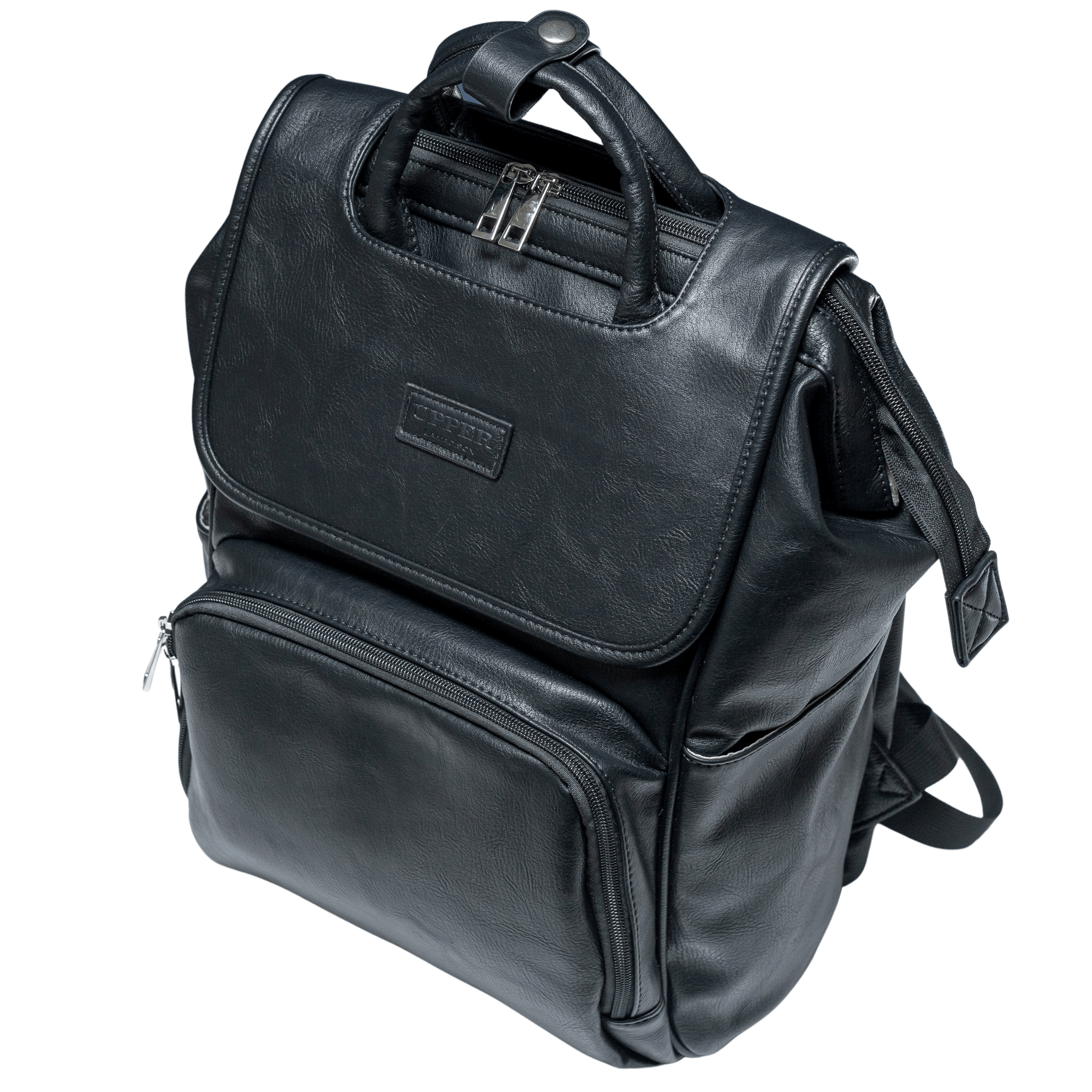 UPPER 549 - Luggage & Bags > Diaper Bags Black La Madison 2.0 - Elegant Vegan Leather Diaper Bag Backpack