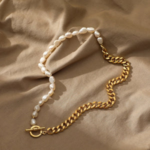 UPPER 196 - Apparel & Accessories > Jewelry > Necklaces Gold Vermeil Mason & Madison Half Chain Pearl Necklace