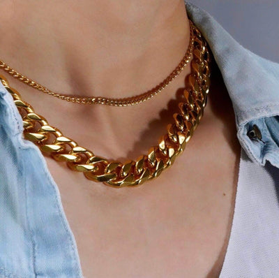 Gold Chunky Chain Necklace Best Trending for Birthday Wedding Gift Mom Wife Holidayay