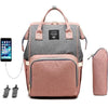 UPPER 549 - Luggage & Bags > Diaper Bags Grey/Pink NYC - Smart (USB + Bottle Warmer) Diaper Bag Backpack