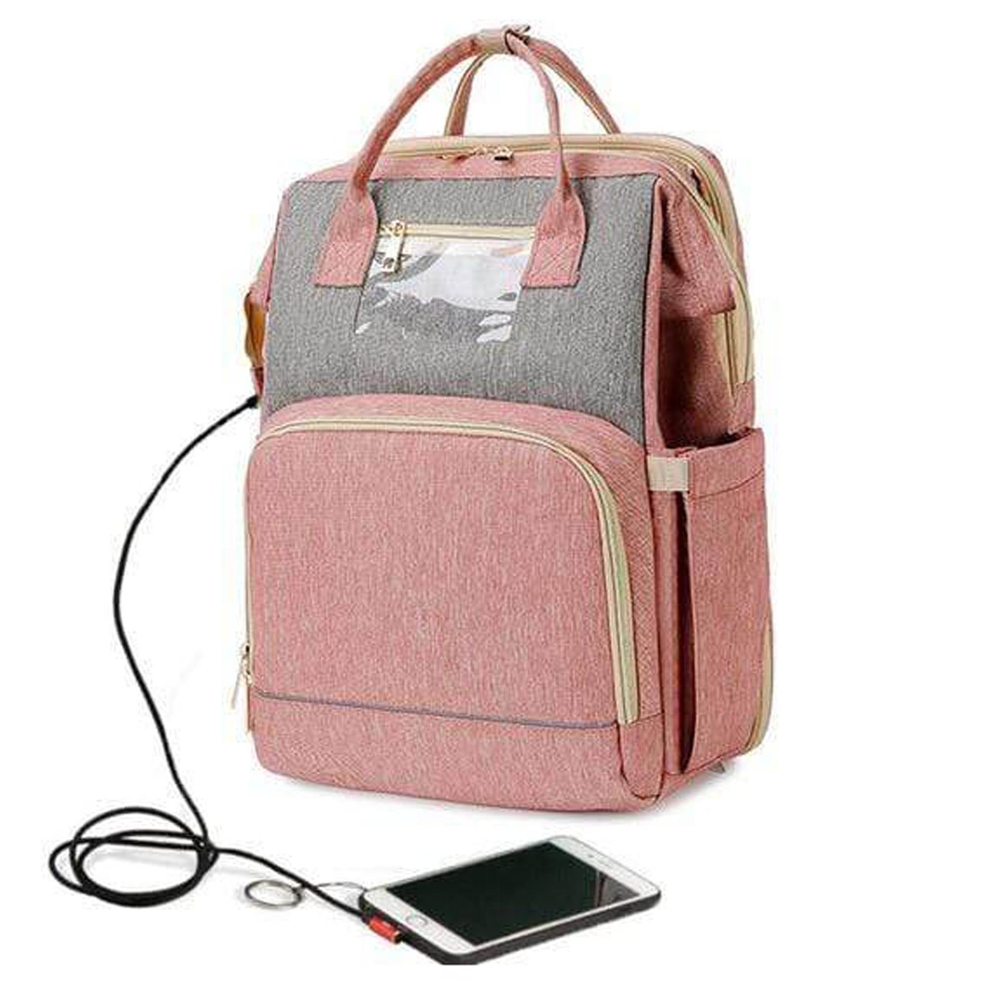 Baby Diaper Bag Backpack with Travel Bassinet Changing Station Mat Portable  Crib for Baby Girl Boy Infant Mom, Mommy Bag Tote with Toddler Bed Sleeper  Diaper-Bag-Backpack(Pink)-DENUOTOP